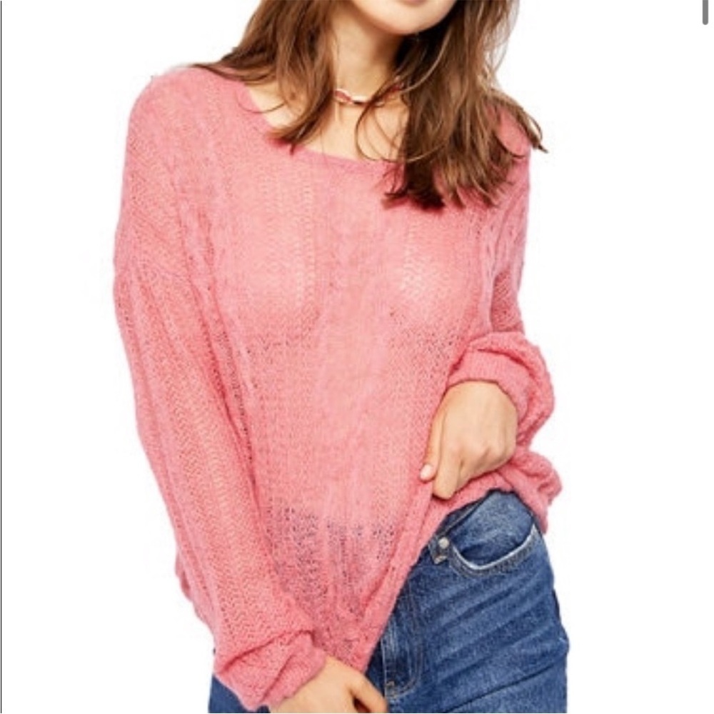 Free People Pink Angel Pullover Knit Sweater